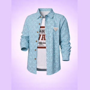 light blue double layer casual shirt