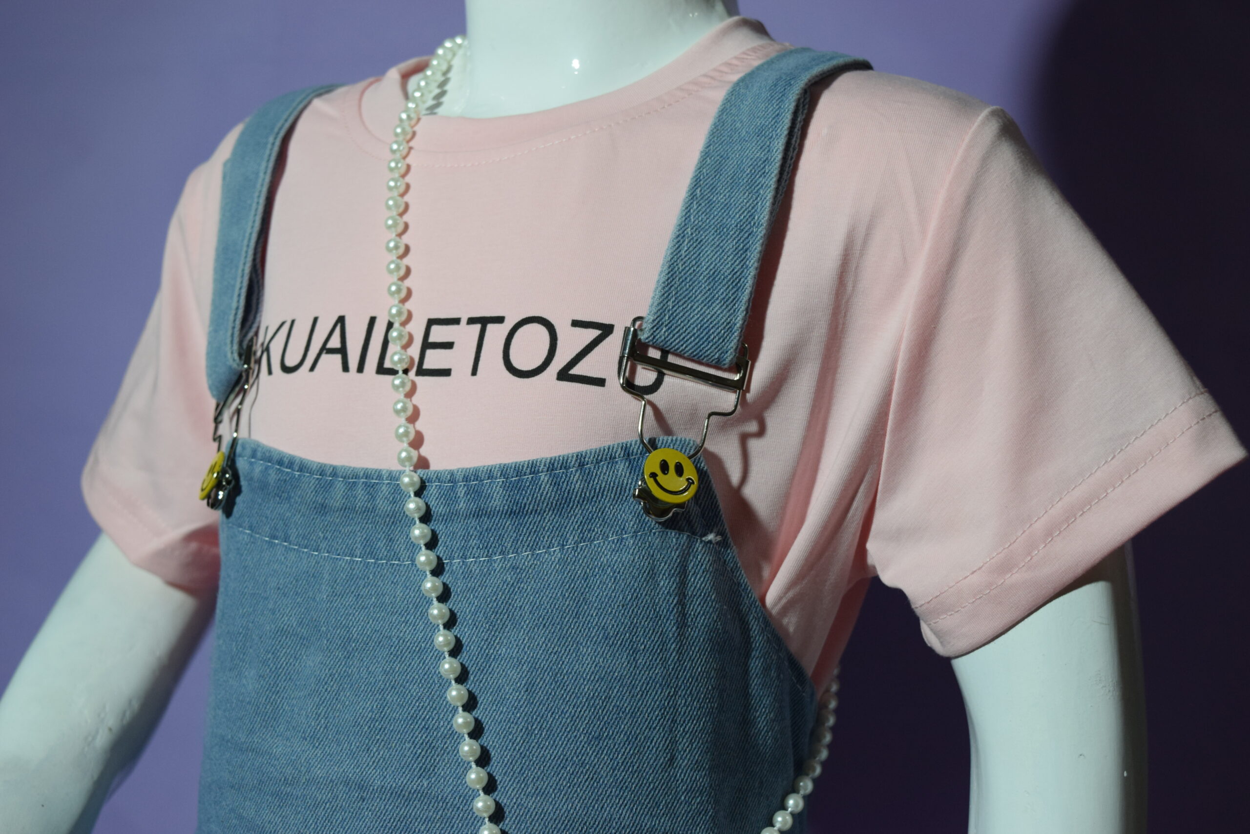 jeans romper with pink t shirt & hanging bear (imported) jeans romper with pink t shirt & hanging bear (imported)