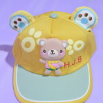 orange and skinkids cartoon cap with cute 3d bear (imported) (copy)